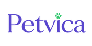Petvica official logo with purple wordmark and green paw icon